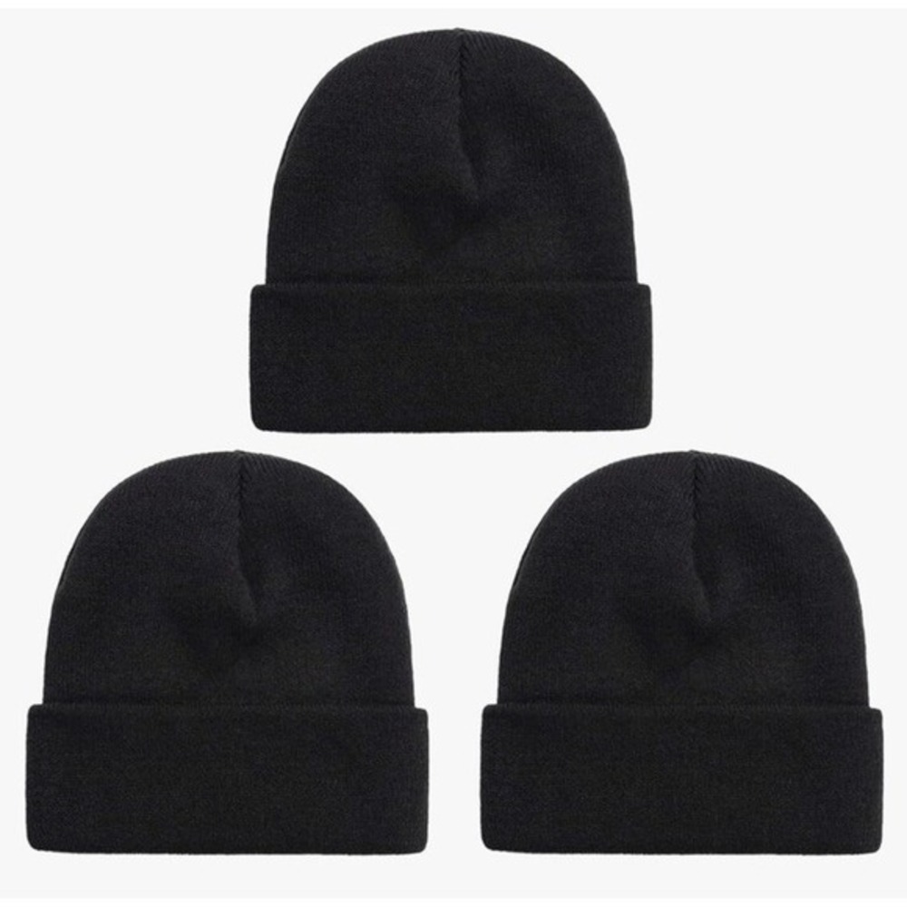 Beanie Hats Unisex 3‎ Pack Black Beanies One Sz Fits All